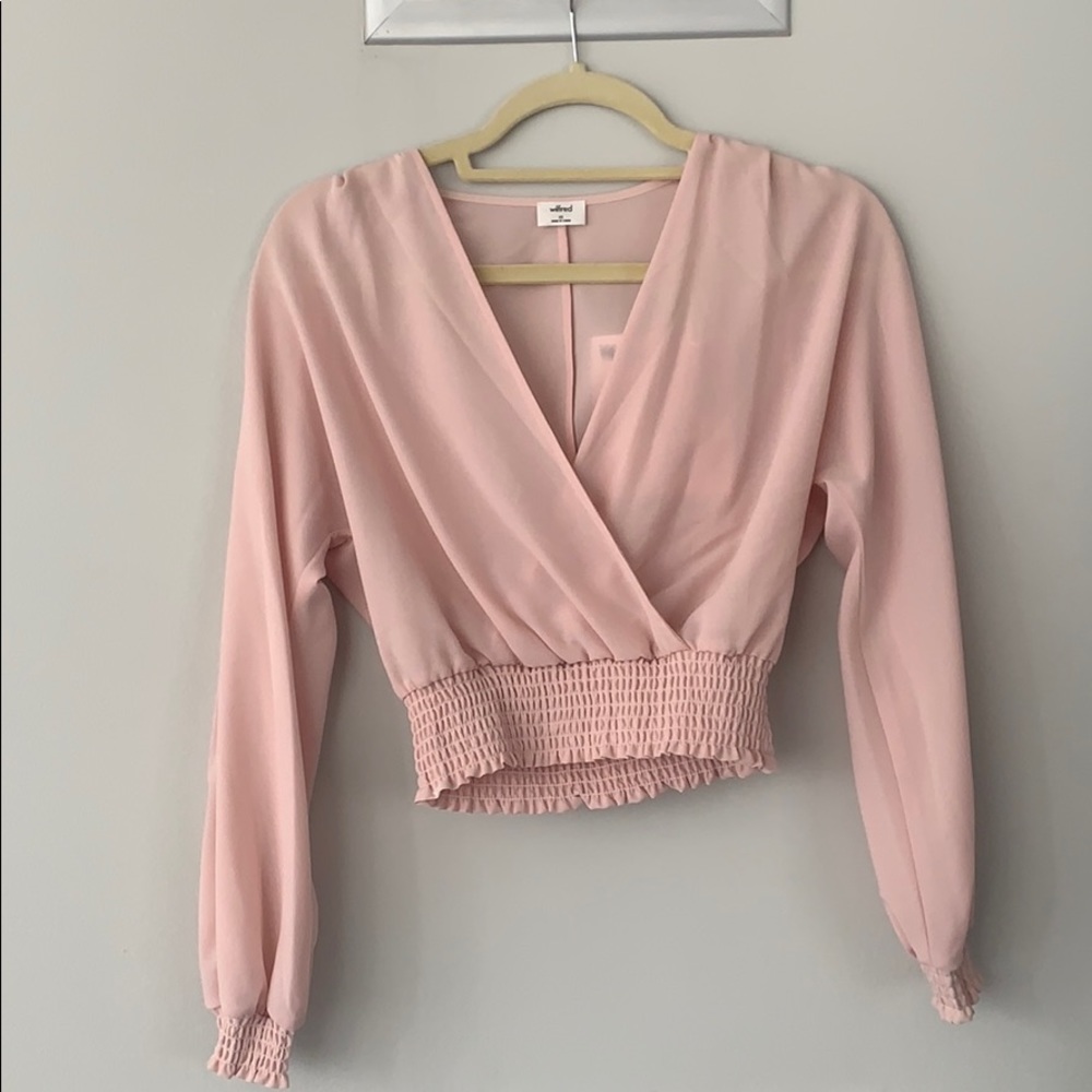 Wilfred blush pink long sleeve cropped blouse